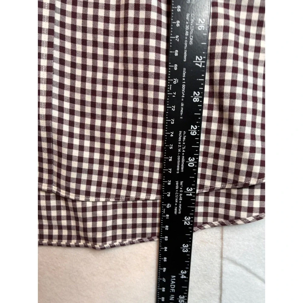 Brooks Brothers Non-Iron‎ Button Down Shirt Mens L Regular Fit Gingham Burgundy
